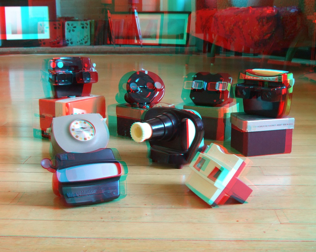 A 3D photo of some of my View-Master viewers. 